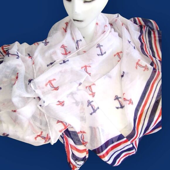 Scarf Red White Blue Lightweight - Picture 4 of 11